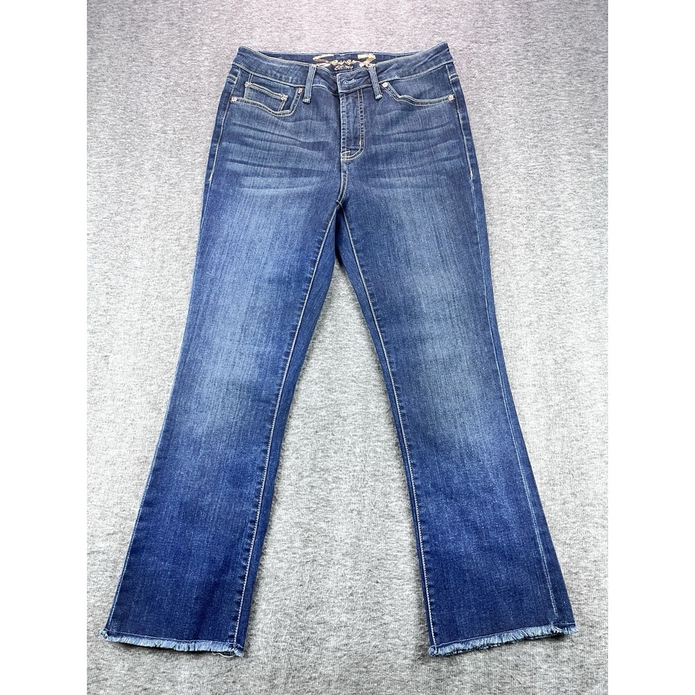 Seven7 Bootcut Jeans Womens Size 4‎ Blue Stretch Frayed Hem